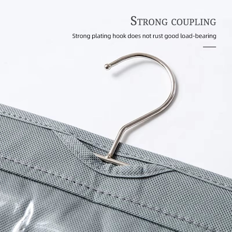 6 Pocket Hanging Handbag Organizer for Wardrobe Closet Gray Waterproof Storage Bag Door Wall Clear Sundry Bag with Hanger Pouch