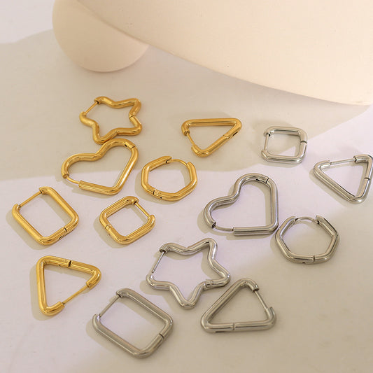 Titanium Steel Geometric Huggie Earrings