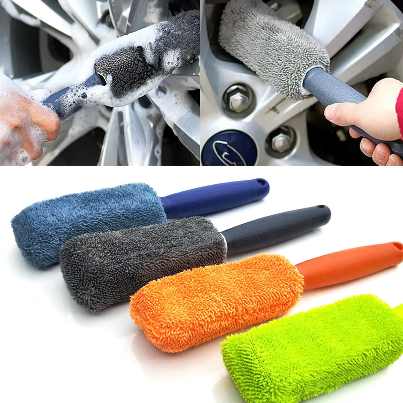 Microfiber Car Wash Detailing Brush Tire Scrubber Wheel Rim Brush Trunk Motorcycle Dust Remover Clean Car Cleaning Accessories